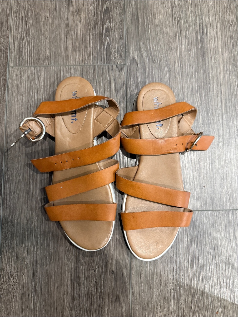 Women's Cognac Strappy Ankle Buckle Sandals - Unbranded